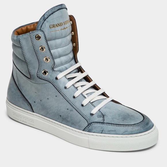 Grand Voyage/LA “Belmondo High”high-top sneakers in blue burnished Men’s 9.5 - Picture 3 of 16